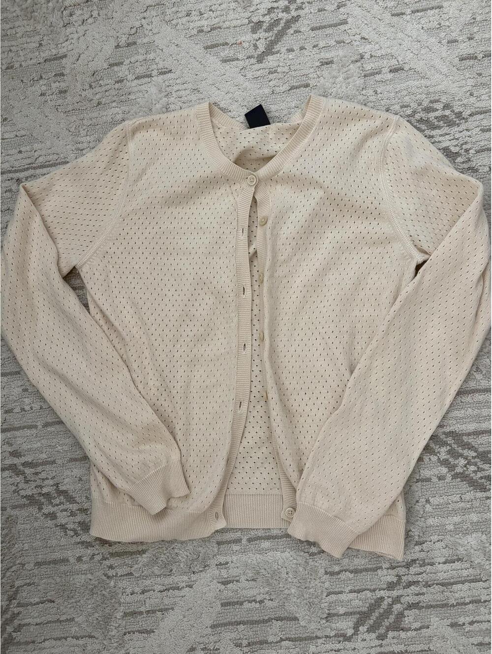 Gap Pointelle Knit Cardigan Sweater Cream Ivory Size Medium